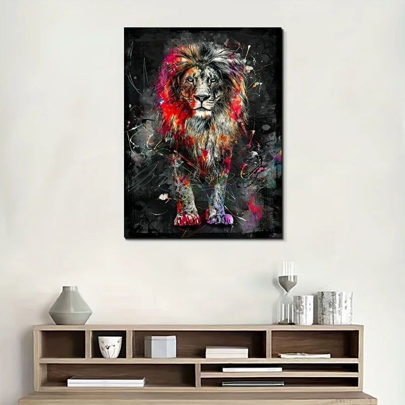 Abstract Graffiti Lion Canvas Painting Modern Colour Animal Poster Printing Home Mural Decorative Painting Customised Paintings