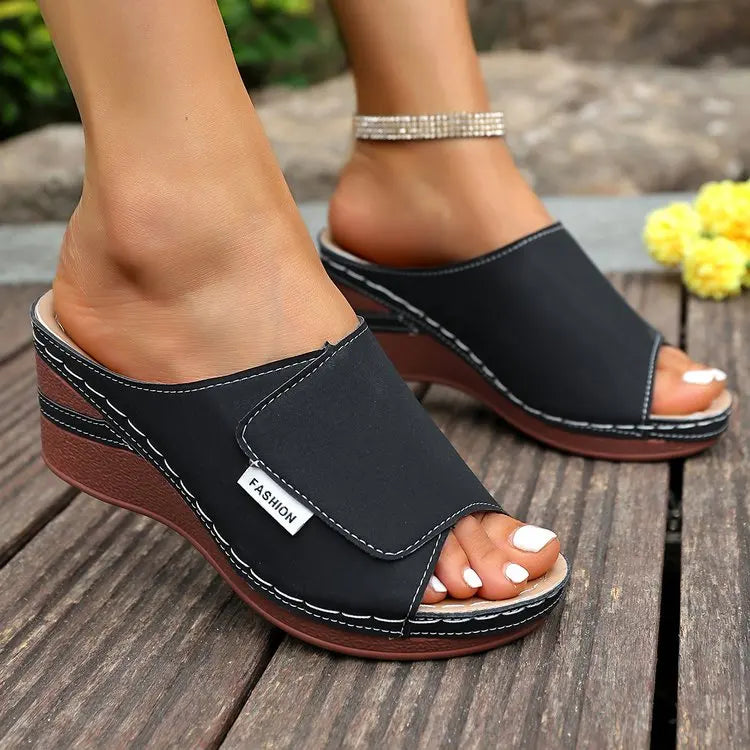 Women'S Open Toe Sandals Summer Woman Fashion Breathable Comfortable Slippers Wedge Buckle Female Footwear Zapatos Mujer