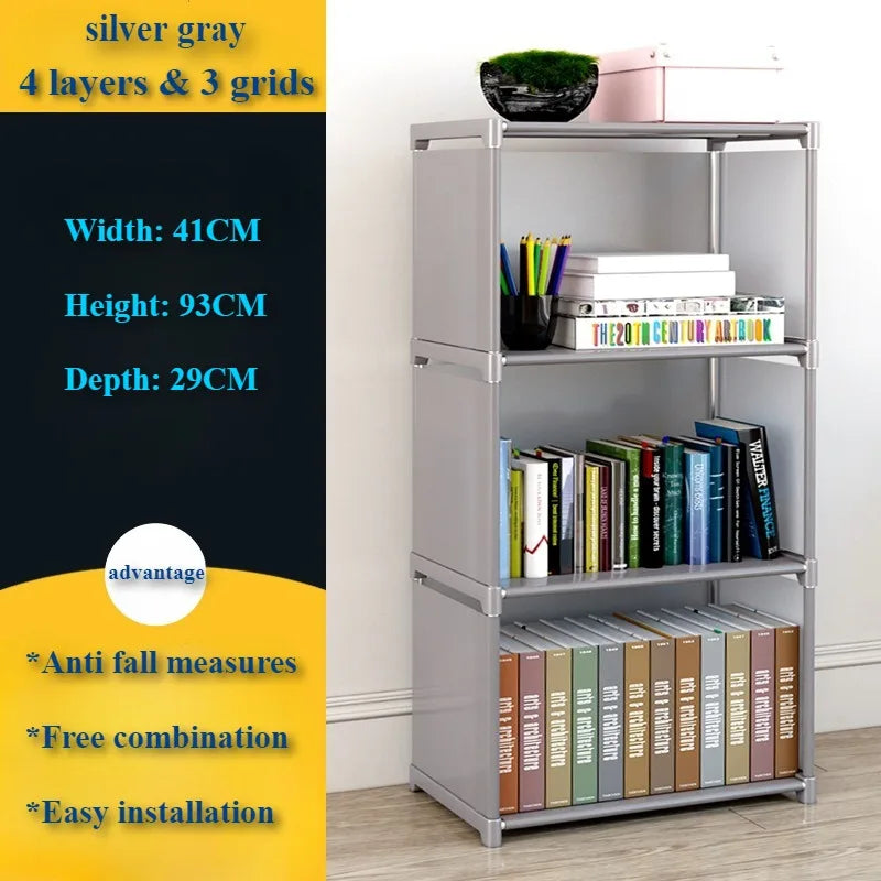 Bookshelf Simple Book Storage Rack Bookcase Debris Shelf Multi-layer Closet Organizer Living Room Easy Assembly Bookcase Storage