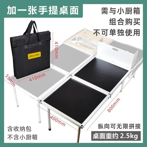 Outdoor mobile kitchen, car mounted multifunctional small kitchen box, camping picnic stove, barbecue folding table with wheels