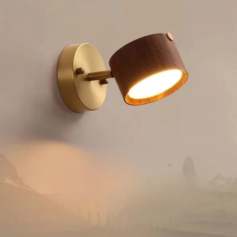 Nordic Wall Lamp Bedroom Lamp Simple Modern Living Room Background Wall Light Luxury Corridor, Aisle, Walnut Wood Bedside Lamp