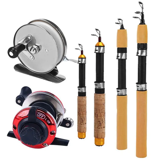 Ice Fishing Rod With Reel Mini Telescopic Fishing Rod 60 80 100CM Carbon River Shrimp Carp Fishing Pole For Winter Fishing Gears