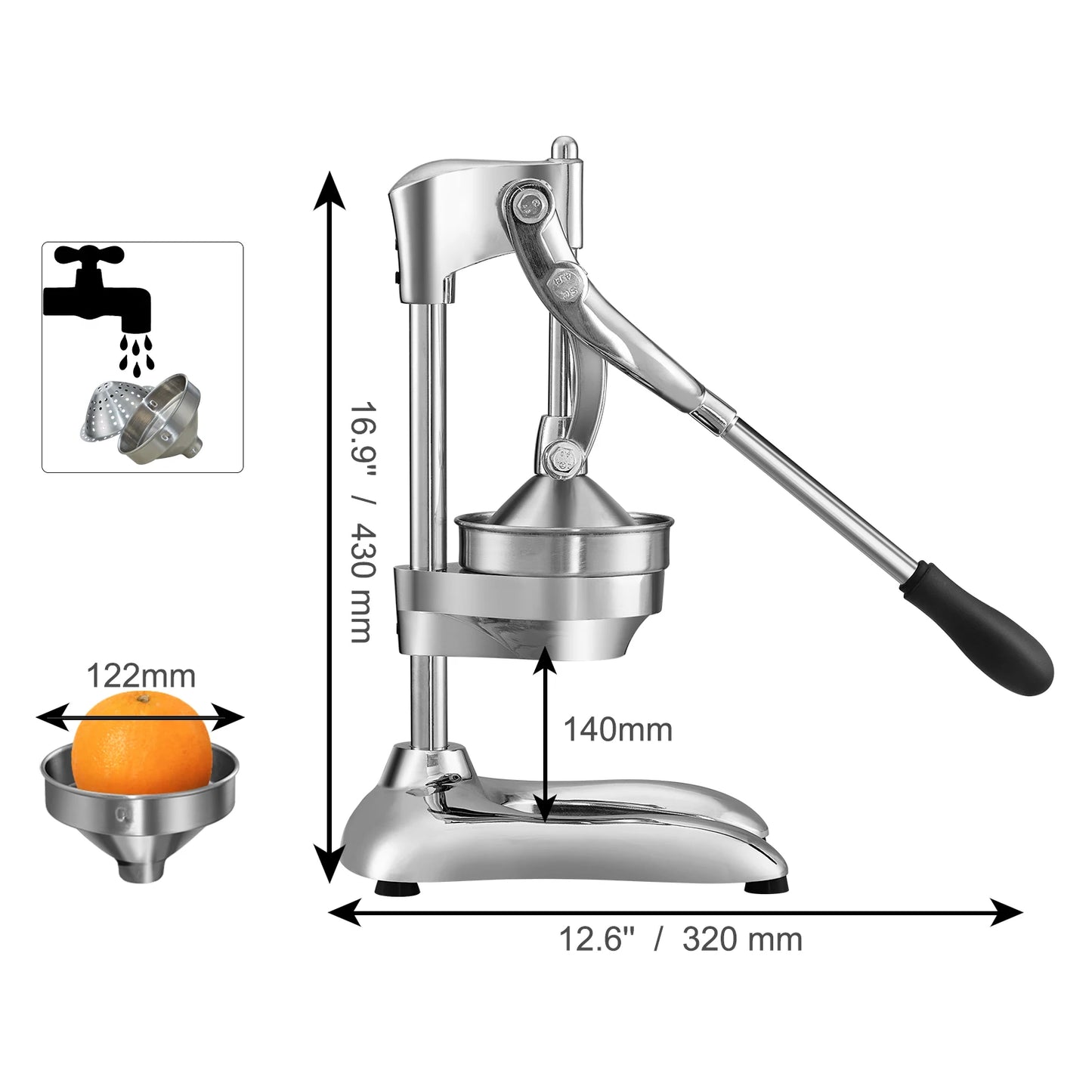 VEVOR Citrus Juice Press Hand Press Orange Juicer Press Commercial Grade Manual Citrus Juicer Lemon Squeezer Easy-to-Clean