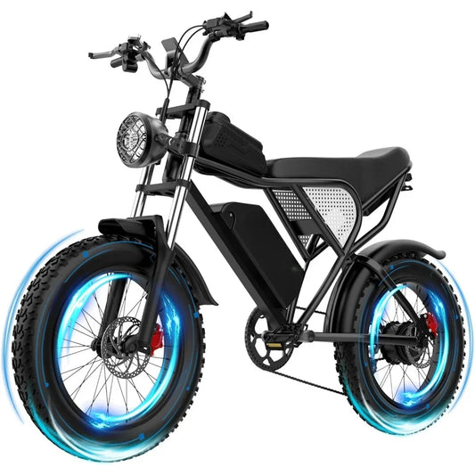 Electric Bike, 1000W,48V, 20AH,40AH Battery, Max 50-180 Miles Electric Motorcycle, 20" Fat Tire Dirt Bike,7-Speed E-Bike