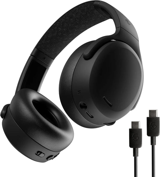 Wireless Over-Ear Bluetooth Headphones with ANC, 60H Battery, Multi-Sensory Bass, USB-C Cable - True Black