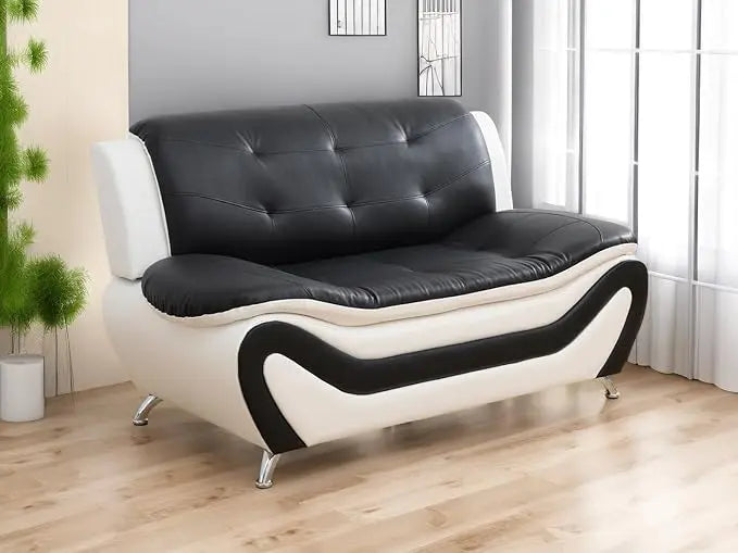 Leather Couches for Living Room,Living Room Couch Set,Sofa for Bedroom,Apartment,Living Room Furniture Sets，a-Leather BlackWhite