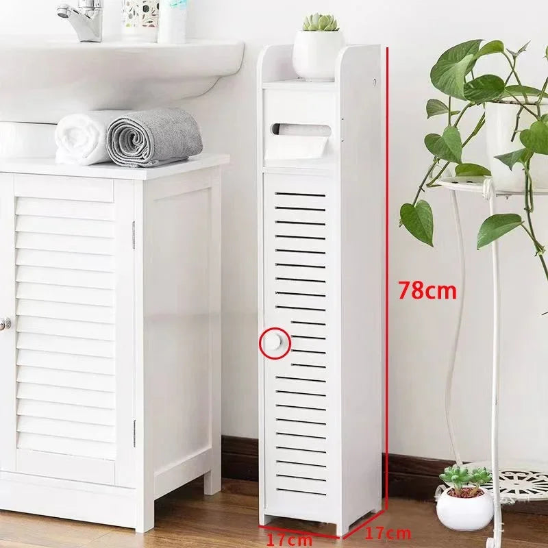 Bathroom Storage Cabinet Toilet Paper Narrow Holder Stand Save Space Multi Layered Bathroom Cabinet Large Capacity Storage Shelf
