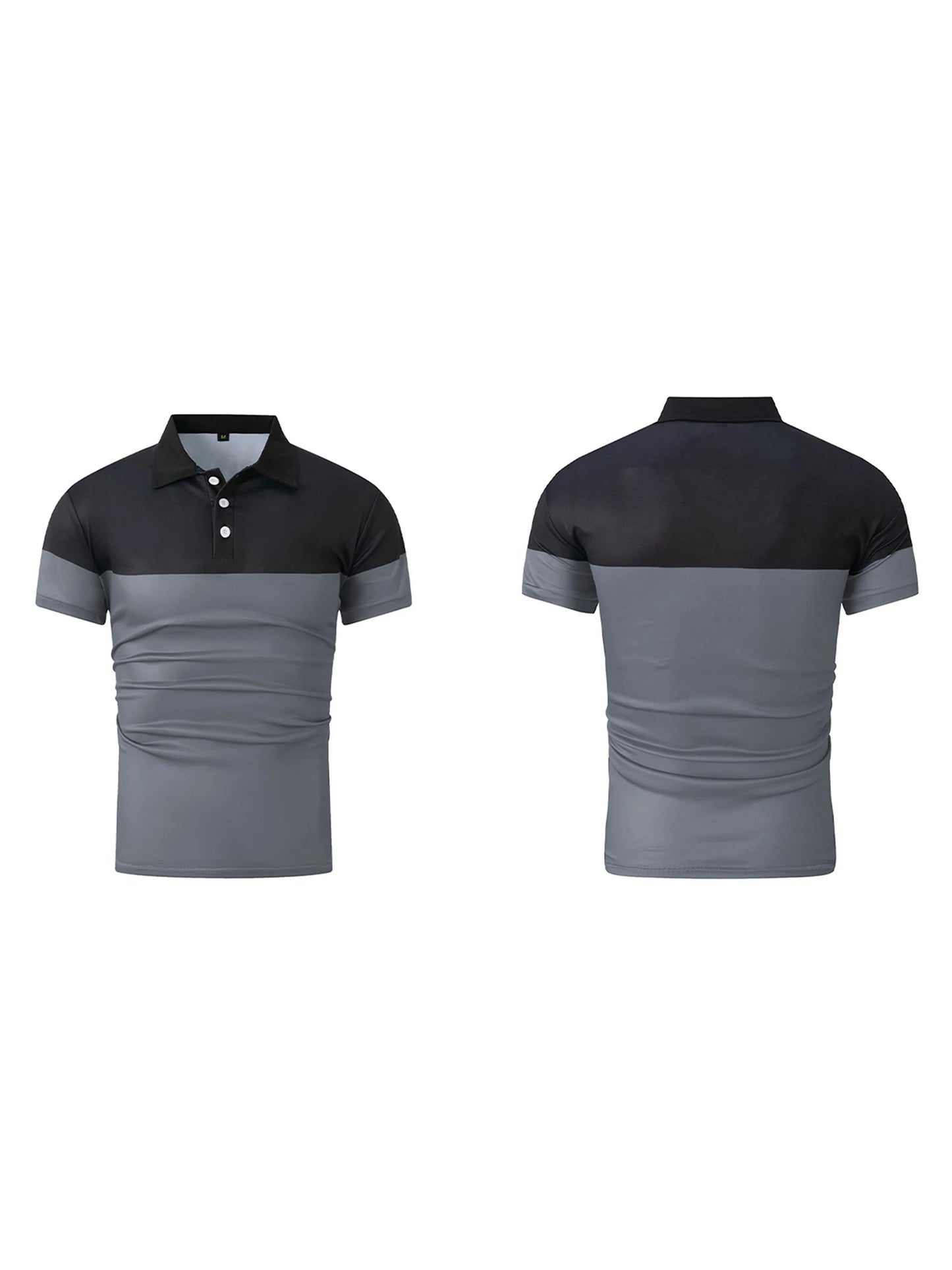 Casual Men s V Neck T-Shirt with Button Lapel and Stylish Contrast Color Design Perfect for Summer Outfits