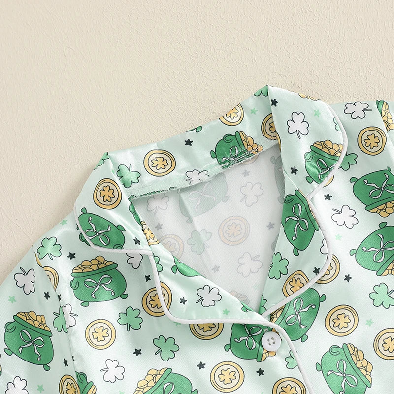 2Pcs Boys Cotton Pajamas Set Summer Sleeveless Dinosaur Print Button Down Shirts and Shorts Set Sleepwear for Kids
