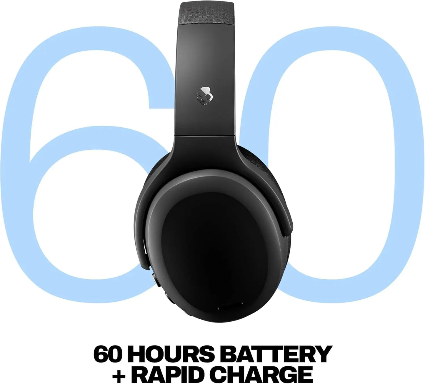 Wireless Over-Ear Bluetooth Headphones with ANC, 60H Battery, Multi-Sensory Bass, USB-C Cable - True Black