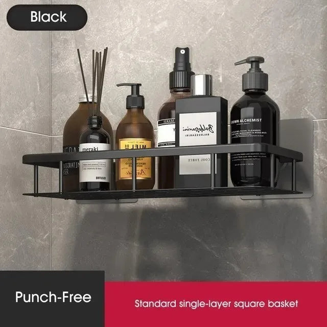Bathroom Shelf Makeup Storage Organizer Aluminum Alloy Shampoo Rack Shower Shelf Bathroom Accessories No Drill Wall Shelf