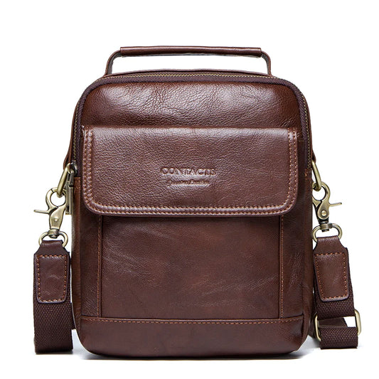 CONTACT'S Genuine Leather Shoulder Bags Fashion Men Messenger Bag Small Ipad Male Tote Vintage New Crossbody Men's Handbags