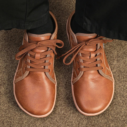 Men Shoes Wide Barefoot Shoes for Men Minimalist Split Leather Casual Shoes Breathable Comfortable White Shoes Walking Sneakers