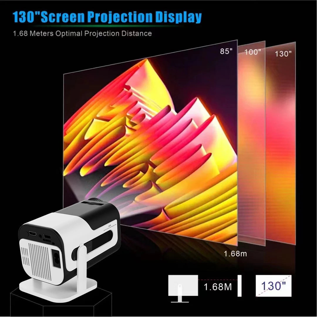 Projector Built in 3W Speaker Pro+ 4K 1280*720P Android 13 180ANSI 4000 Lumens Wifi6 BT5.0 Outdoor Video Home Theater Projector