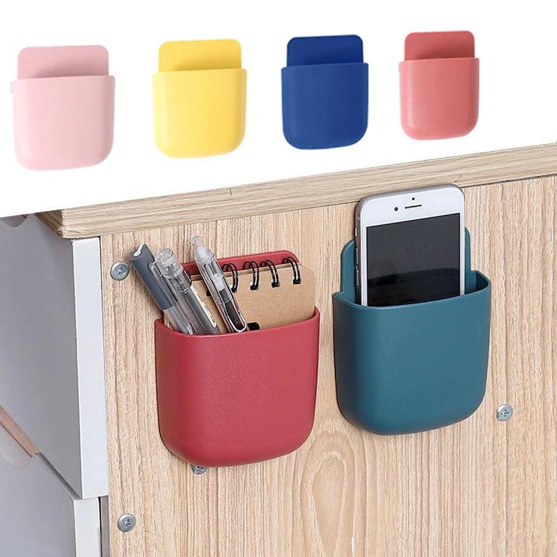 Wall Mounted Storage Box Household Living Room Remote Control Mobile Phone Plug Holder Bedside Storage Holder Organizer