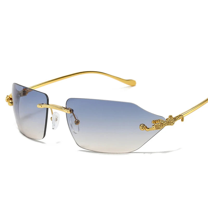 Men's Sunglasses Fashion Rectangle Women Metal Luxury Brand Leopard Head Sun glasses Classic Oculos Masculino Glasses UV400