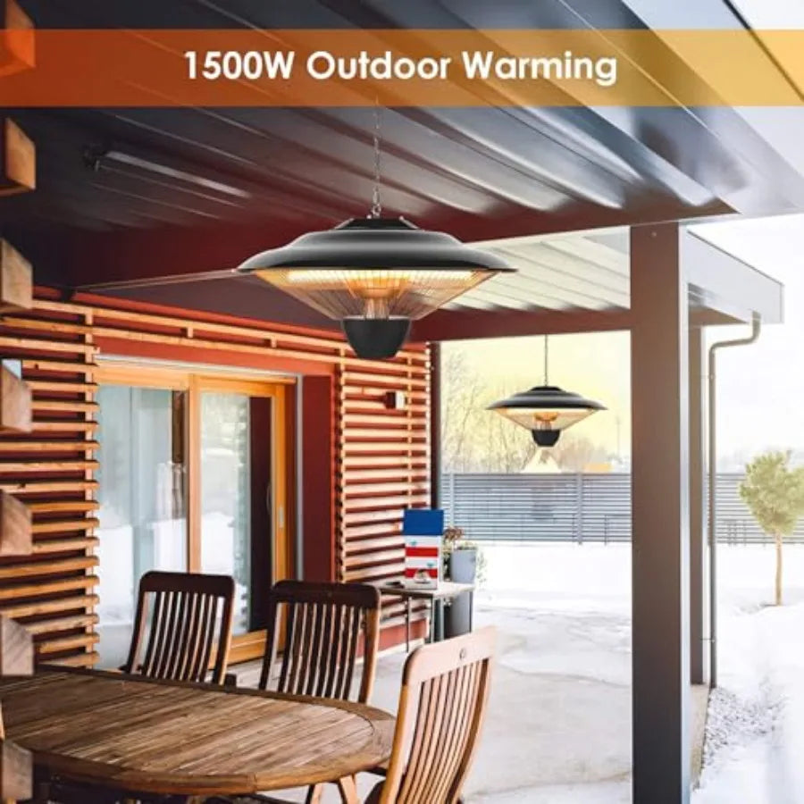 Outdoor Heaters for Patio 1500W Infrared Electric Patio Heater for Ceiling/Garage Use Hanging Patio Heater with Adjustable Chai