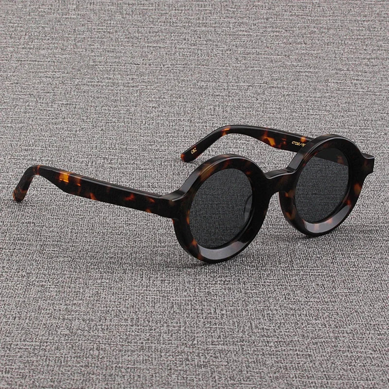 Luxury Sunglasses for Women Round Coarse Frame Frosted Matte Gray Pink Lenses Outdoor Handmade UV400 Men Polarized SUN GLASSES