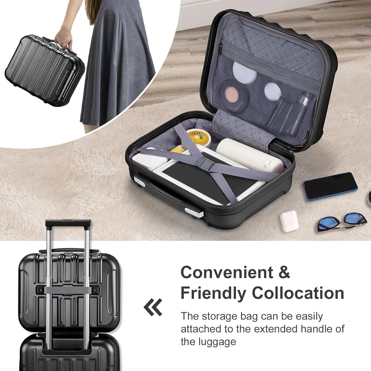Carry on Luggage Airline Approved, 2 Piece Hardshell Luggage Set with TSA Lock ＆ Spinner Wheels, 20" Hardside Suitcase with 14"