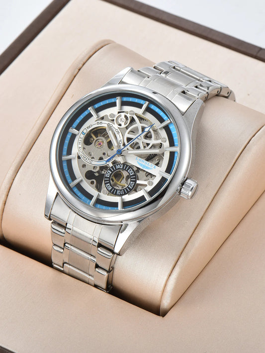 LONGLUX automatic man watch  luxury wholesale mechanical wristwatches stainless steel skeleton waterproof  mens watch men gift