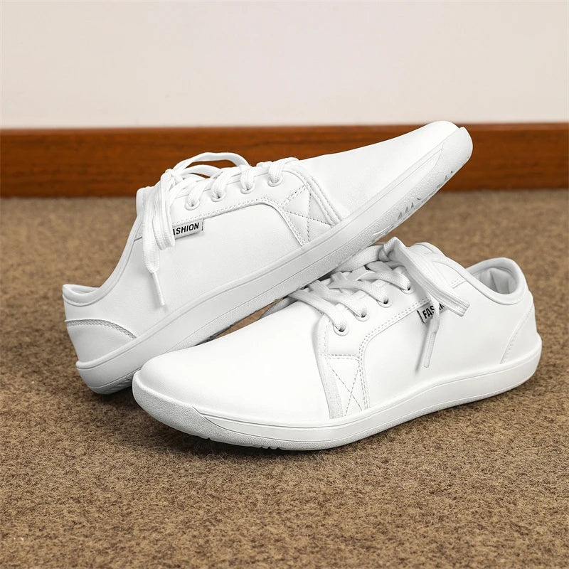 Men Shoes Wide Barefoot Shoes for Men Minimalist Split Leather Casual Shoes Breathable Comfortable White Shoes Walking Sneakers