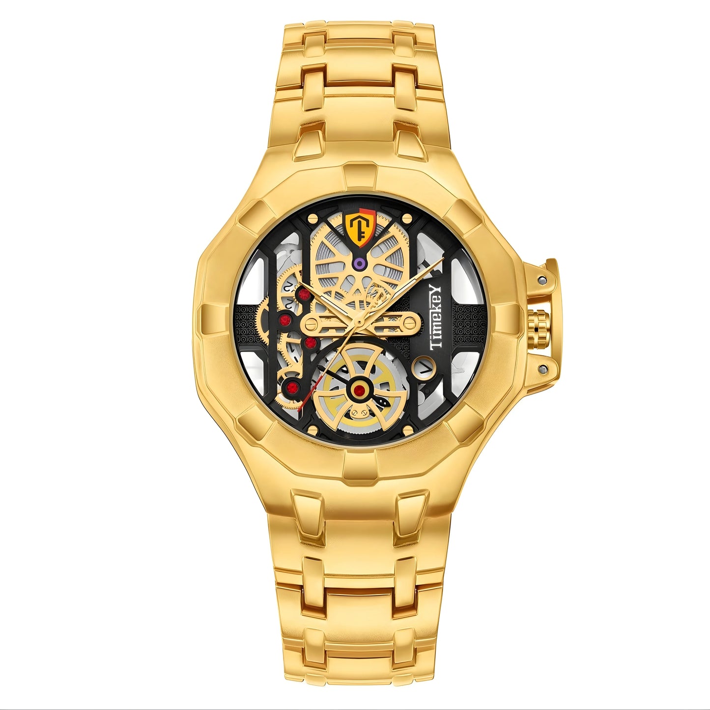 1pc skeleton design quartz men's watch with inner wheel design, technology, Christmas gift, New Year's gift。 watches for men