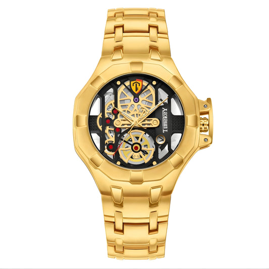 1pc skeleton design quartz men's watch with inner wheel design, technology, Christmas gift, New Year's gift。 watches for men