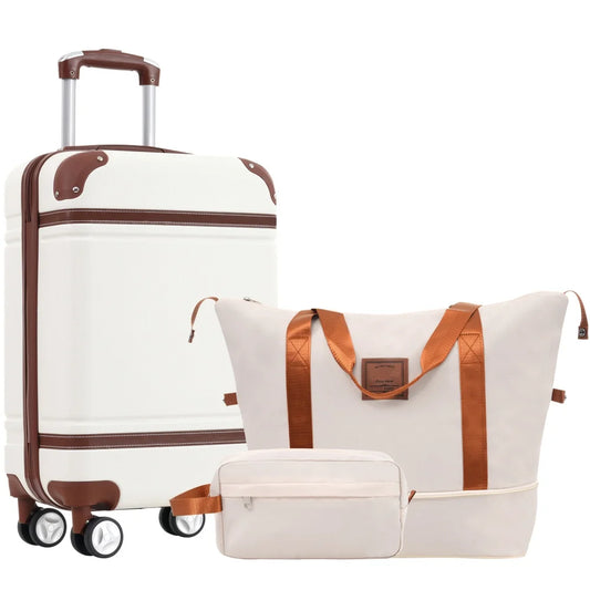 Hardshell Luggage Set with Bags 20 Inch Carry-On Suitcase Double Spinner Wheels TSA Lock Durable Travel Suitcase Rolling Luggage