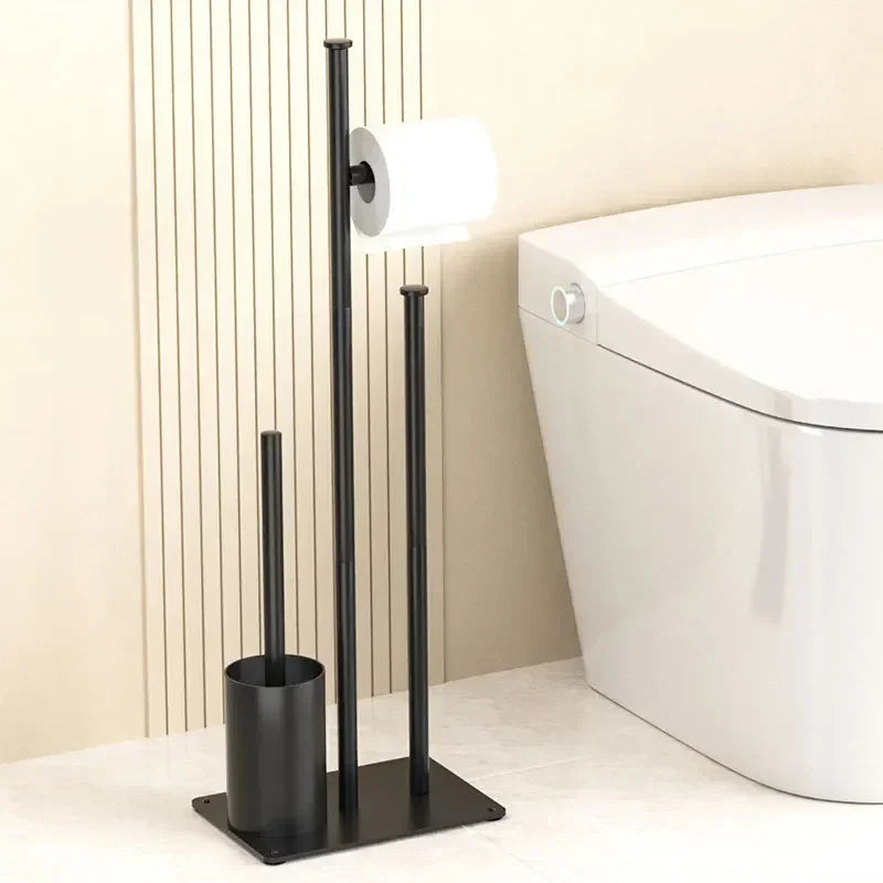 304 Stainless Steel Integrated Bathroom Accessories Toilet Brush Holder Floor Standing Toilet Paper Holder Cleaning Tools