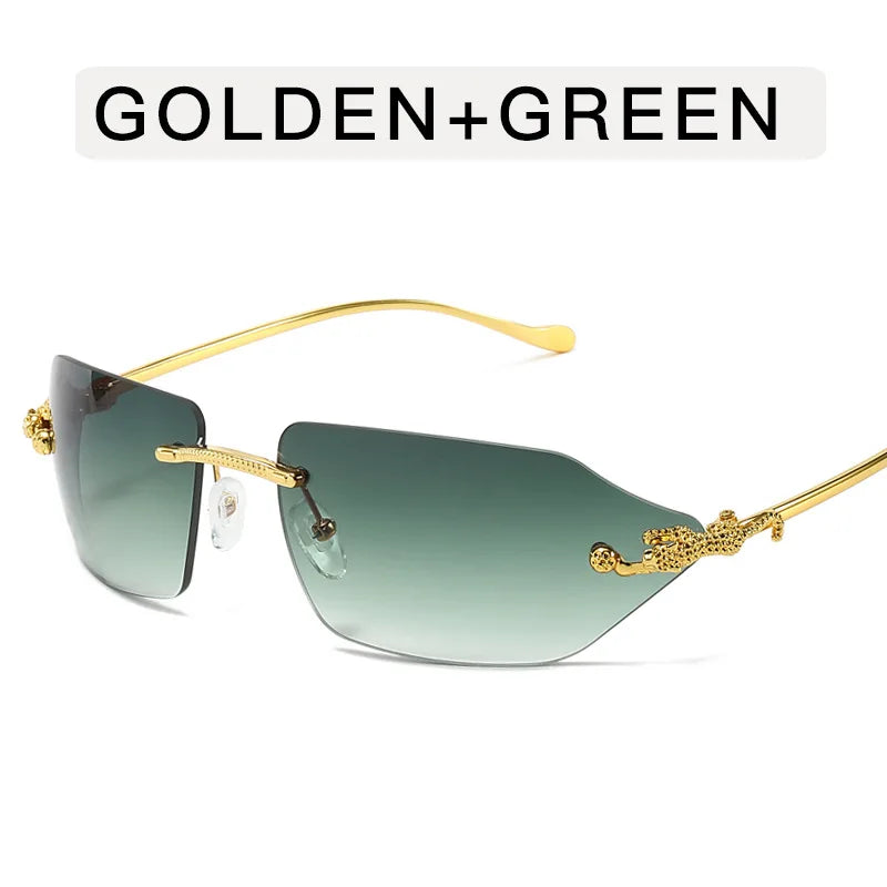 Men's Sunglasses Fashion Rectangle Women Metal Luxury Brand Leopard Head Sun glasses Classic Oculos Masculino Glasses UV400