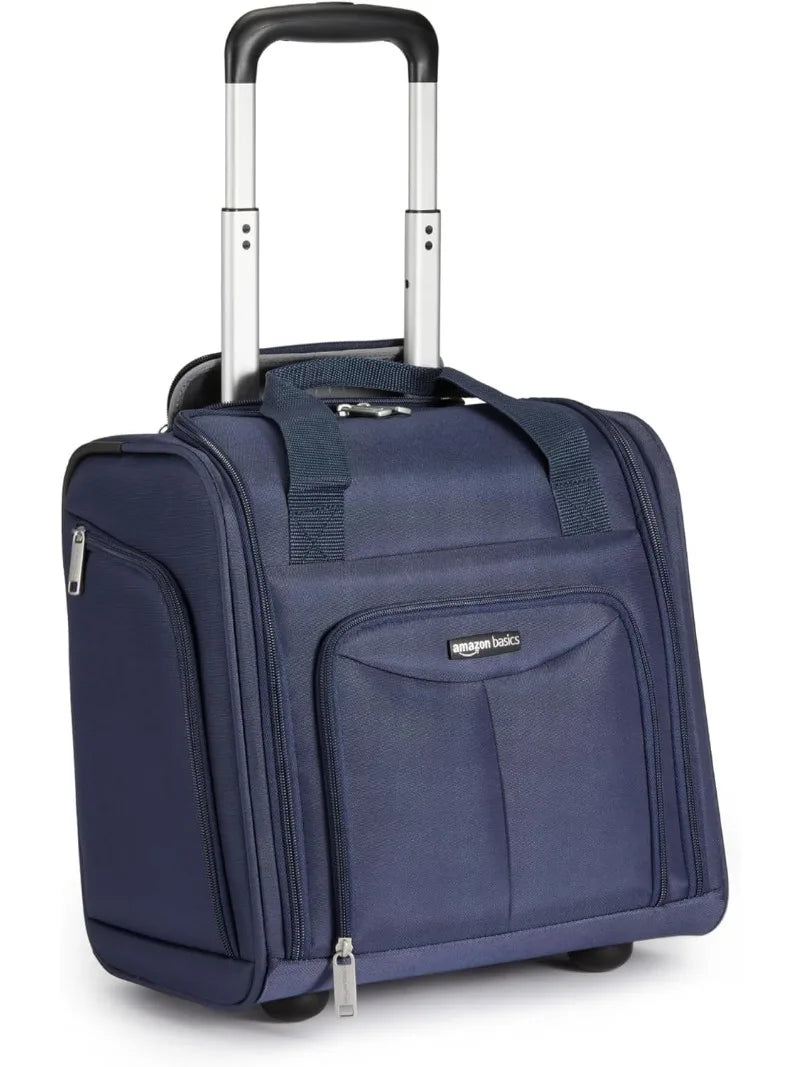 Underseat Carry-On Luggage With Wheels, 14-inch Rolling Travel Bag, Black