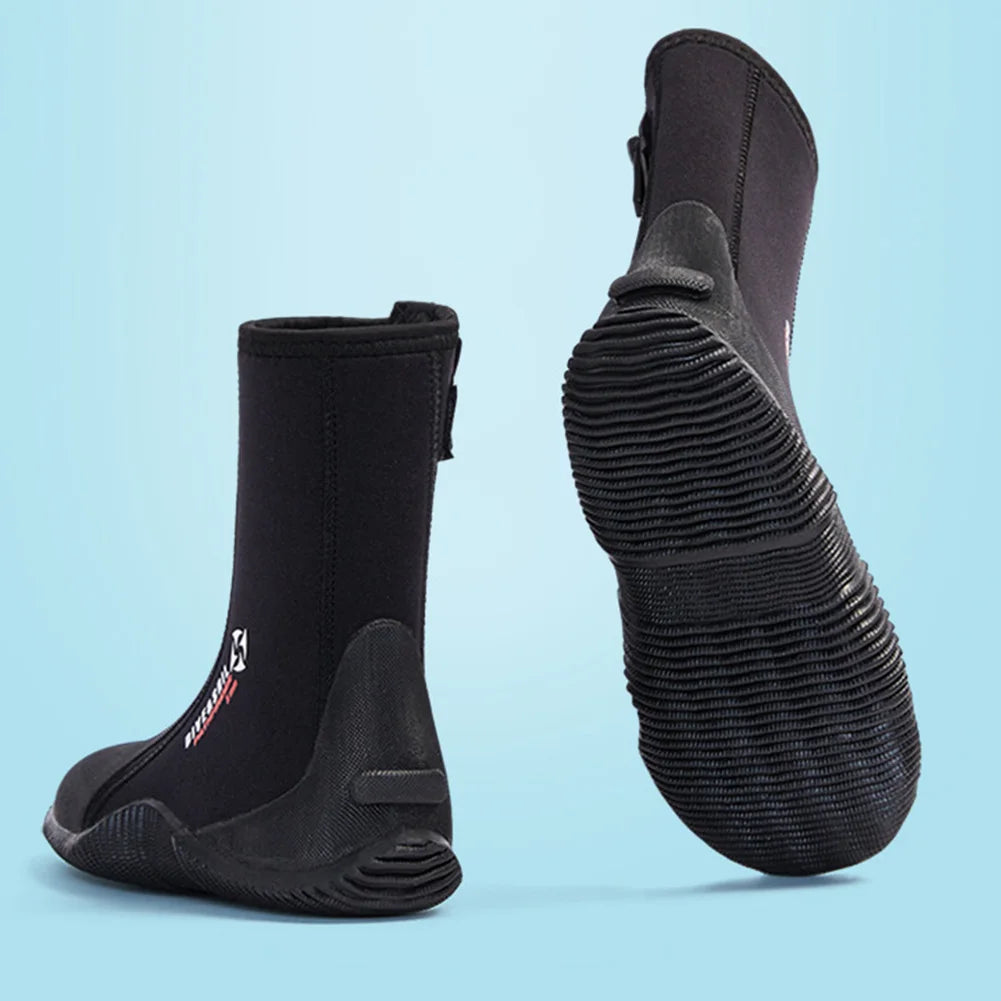 Neoprene Diving Boots Zipper Dive Boots Anti-Slip 5mm Swim Beach Boots Lightweight for Diving Snorkeling Surfing