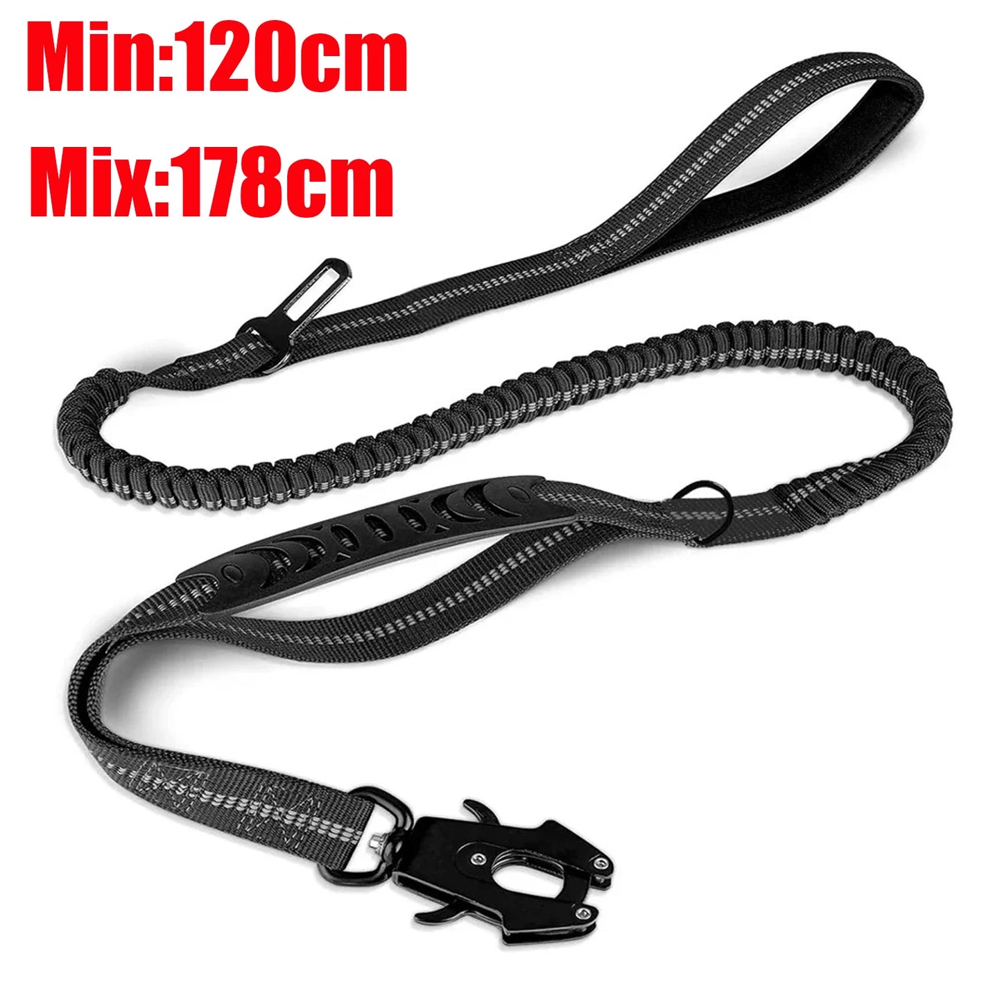 Reflective Shock Absorbing Pet Dog Leash with Car Seatbelt for Large Dogs Heavy Duty Tactical Bungee Dog Leash No Pull Dog Leash