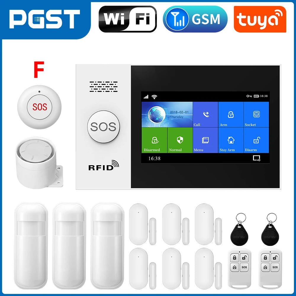 Tuya Smart Alarm System 4.3 inch Screen WIFI GSM Burglar Home Security With PIR Motion Sensor