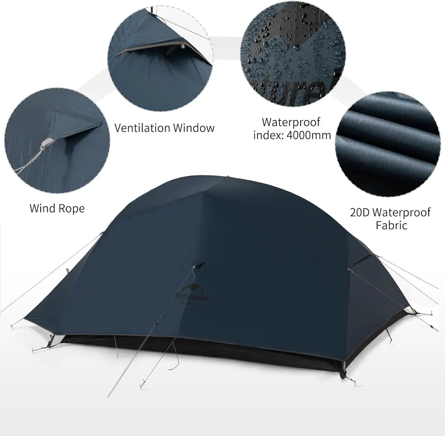 Cloud-Up 3 Person Tent Lightweight Backpacking Tent with Footprint - 3 Season Free Standing Dome Camping