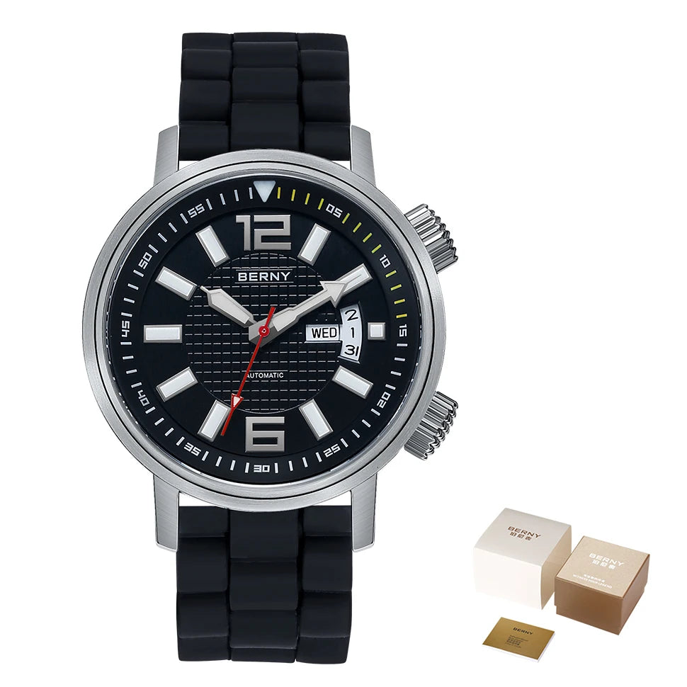 20ATM Diver Automatic Watch for Men Swim Mechanical Wristwatch Calendar Super Luminous Sapphire Lens Sport Watch Men Waterproof