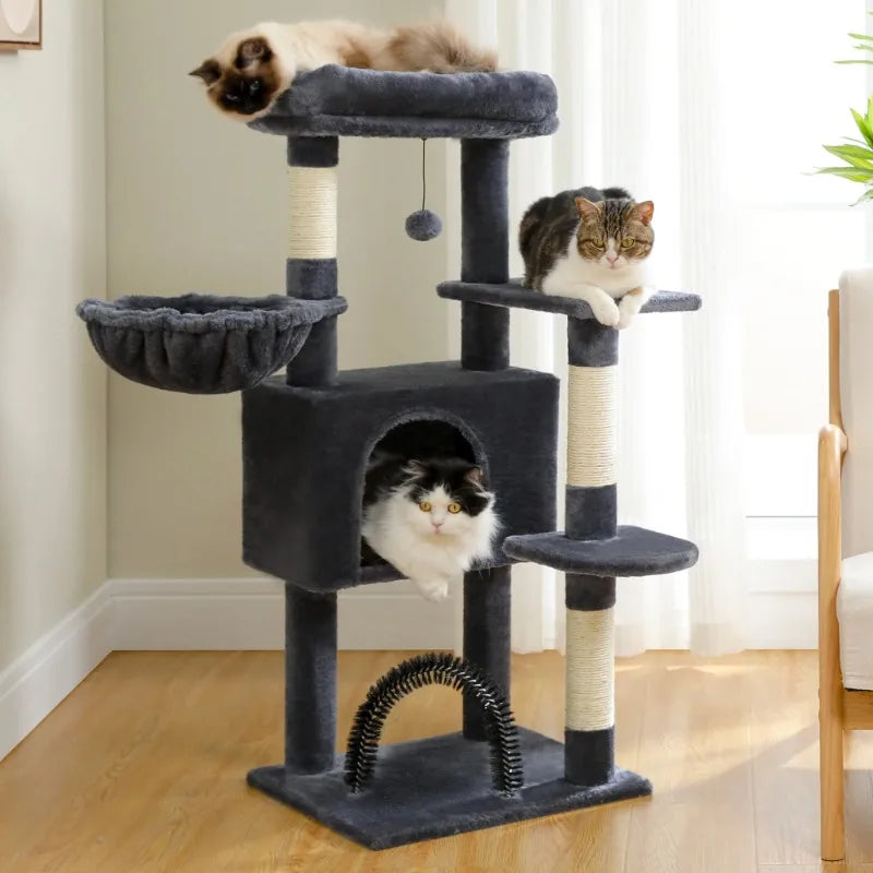 PAWZ Road 42" Cat Tree Condo With Large Perch Scratching Posts for Indoor Cats