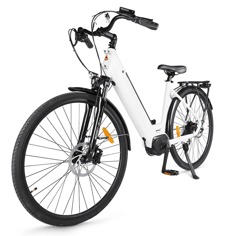 Accolmile Black / White Electric Bike Powerful 250W City Ebike With BAFANG Mid Motor 700C Adult Electric Bicycle Mens Womens
