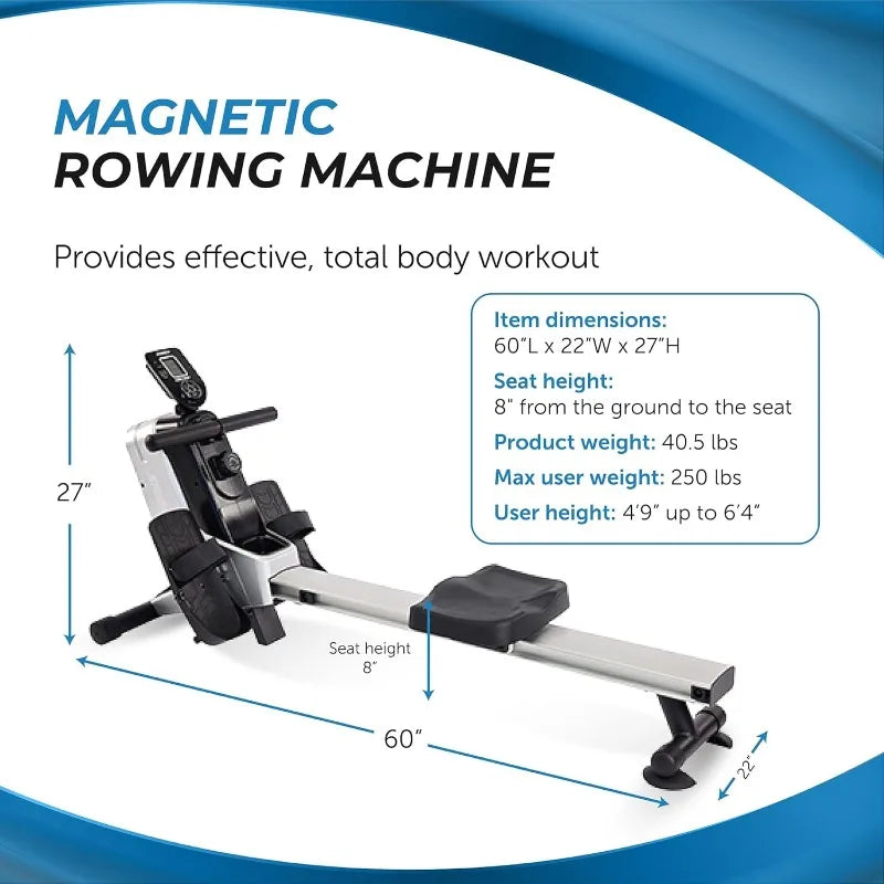 Stamina Magnetic Rower - Rower Machine with Smart Workout App - Rowing Machine with Magnetic Resistance for Home Gym Fitness