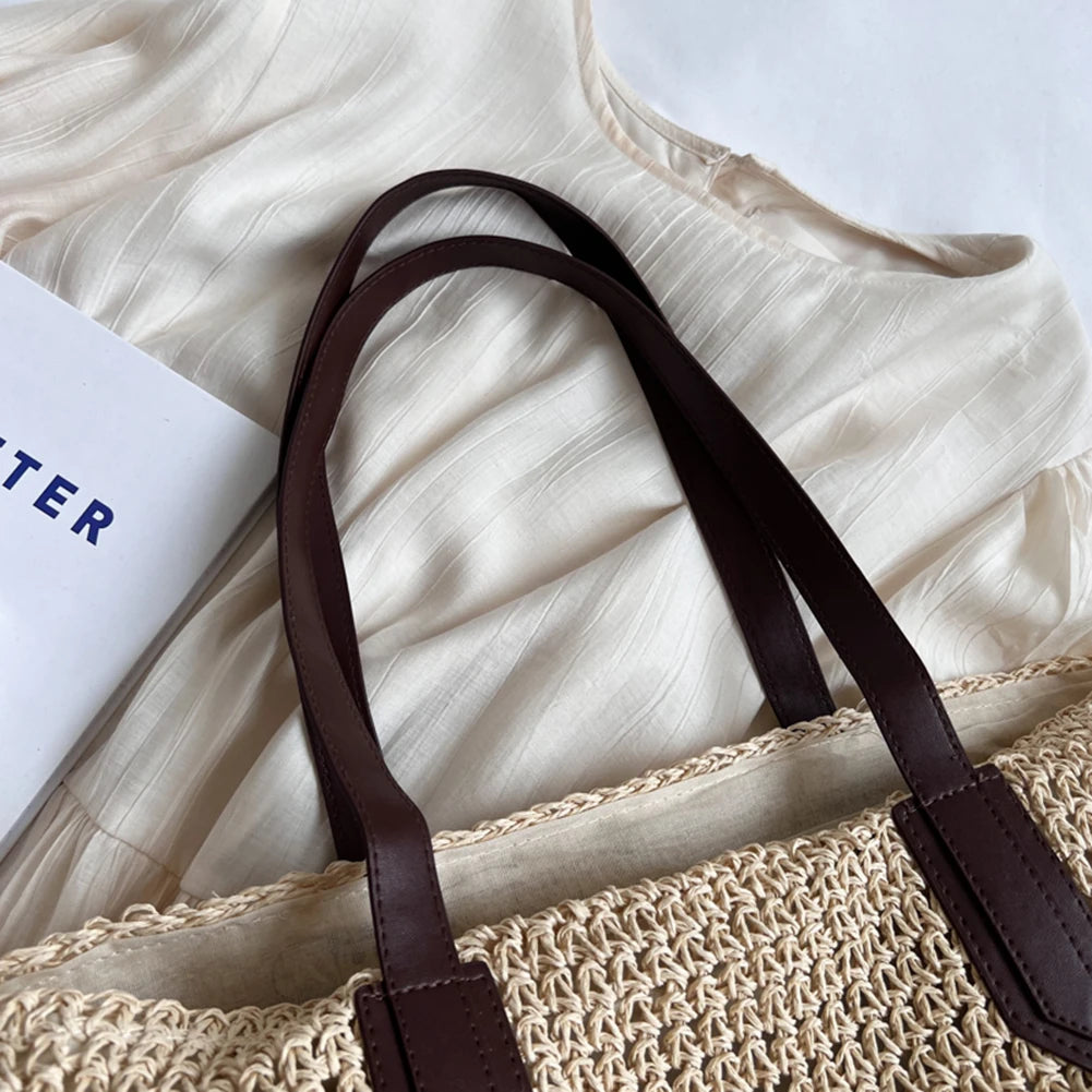 Women Shouder Bag Bohemian Straw Underarm Bag Summer Beach Woven Armpit Bag Large Casual Knitted Bag Shopping Bags