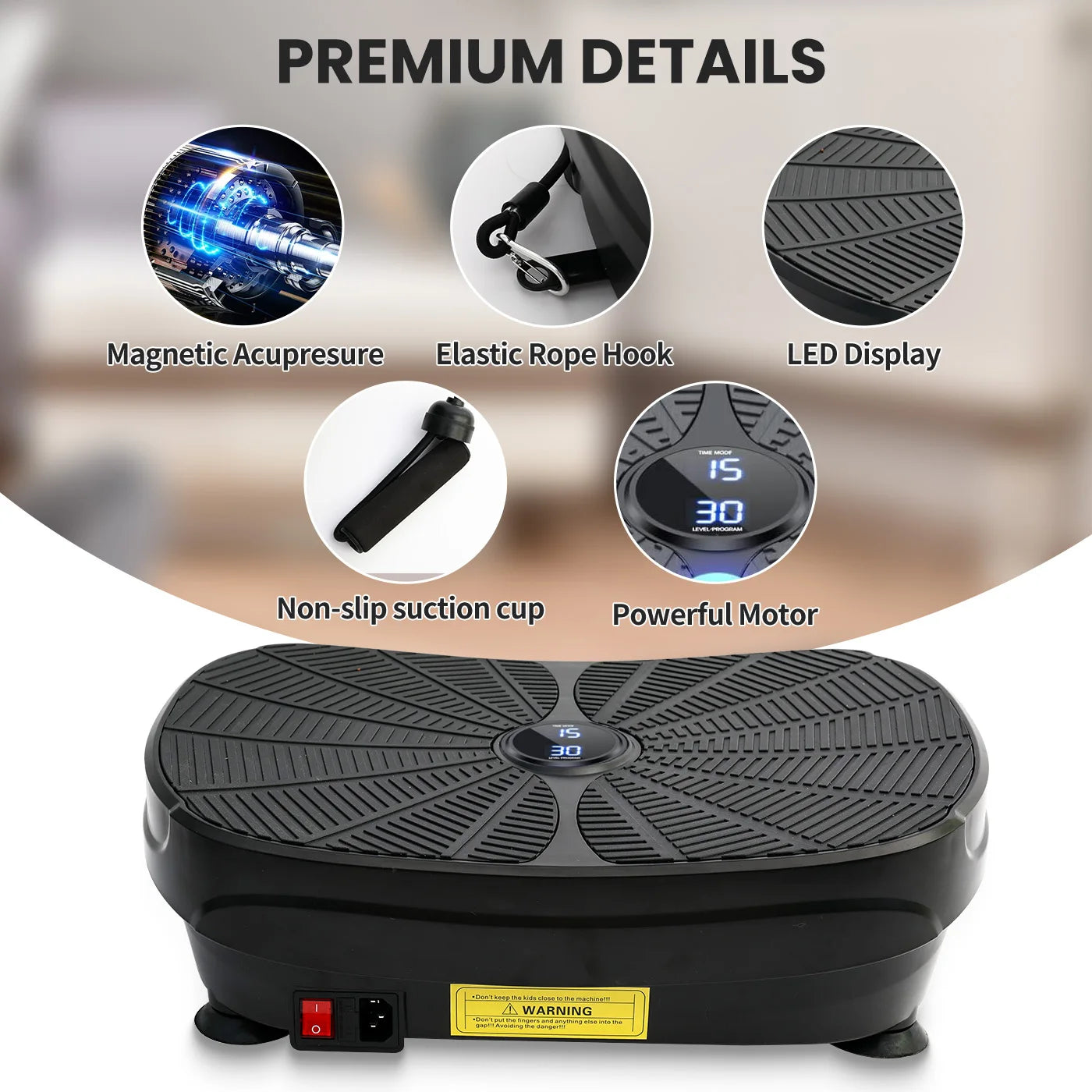 Vibration Plate Exercise Machine Whole Body Workout Power Vibration Fitness Lazy Slimming With Resistance Bands Remote Control