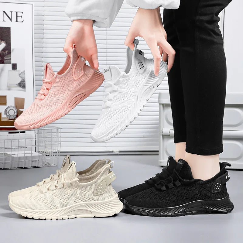 2025 Women's Shoes Summer Women's Shoes Flying woven casual shoes Comfortable breathable women's sneakers