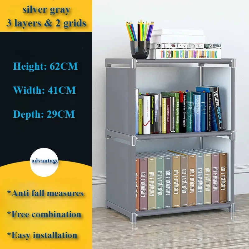 Bookshelf Simple Book Storage Rack Bookcase Debris Shelf Multi-layer Closet Organizer Living Room Easy Assembly Bookcase Storage