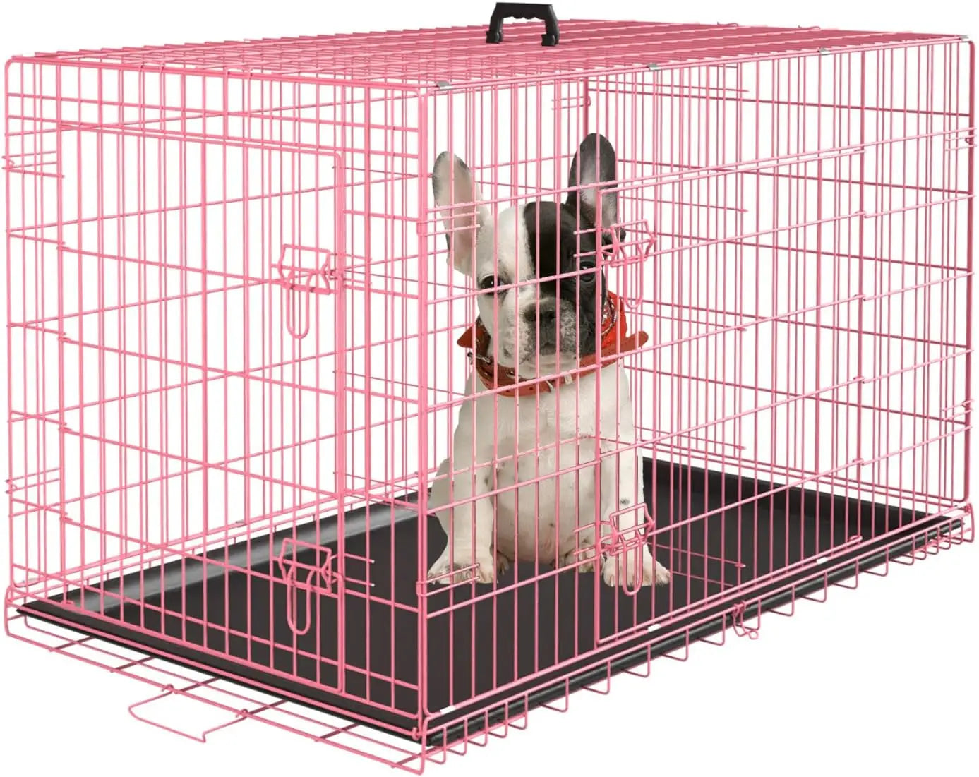 Large Dog Crate Kennel for Medium Large Dogs Metal Dog Cage Double-Door Folding Travel Indoor Outdoor Puppy Playpen