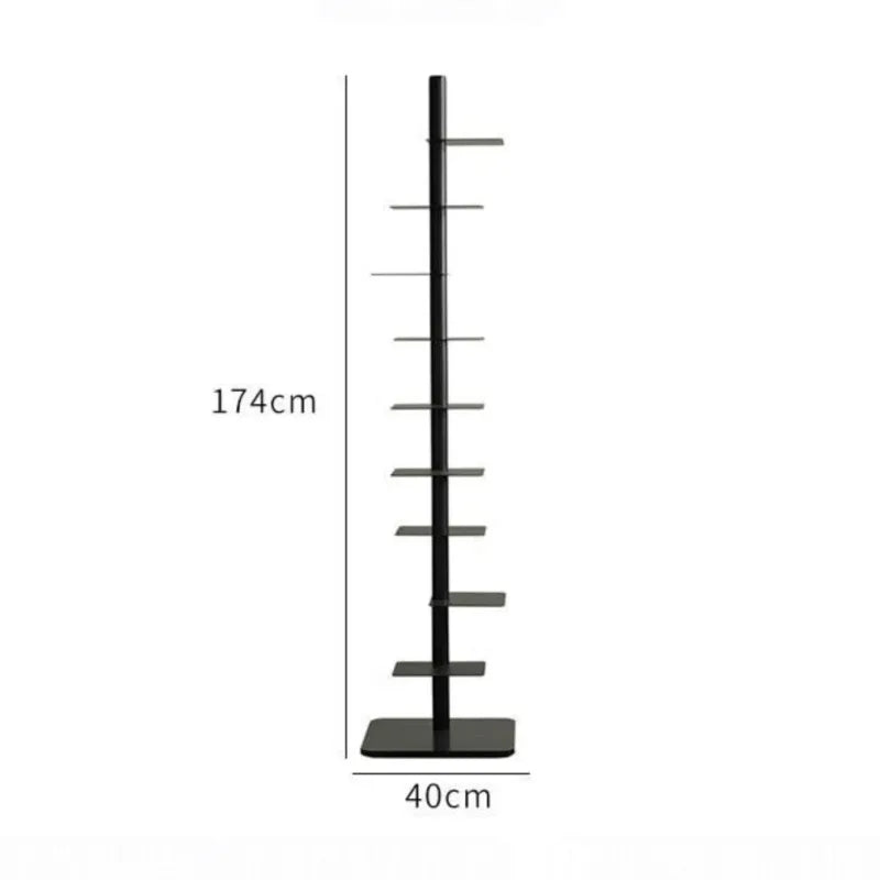 MOMO Iron Living Room Shelf Simple Storage Floor Ins Creative Multi-layer Rotating Invisible Display Shelf Bookshelf