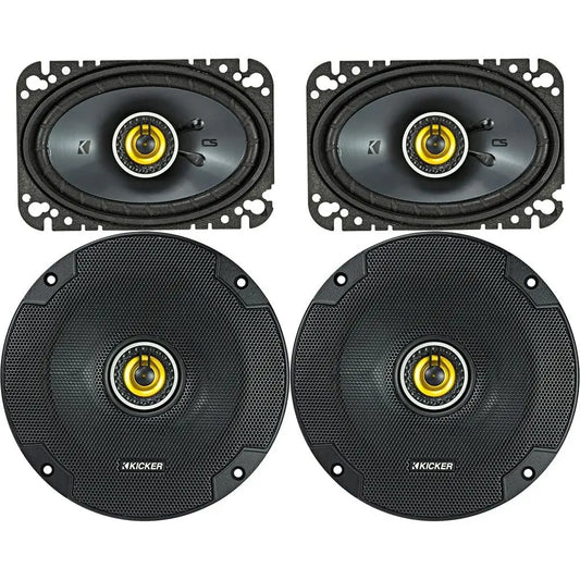 Pair of 6.5 and 4x6 4-Ohm Coaxial Car Speakers