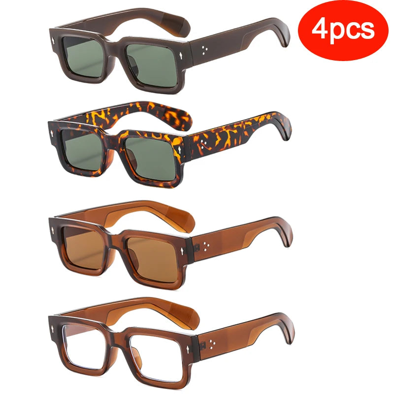 Classical High Square Rivet Sunglasses Men Women Fashion Eyeglasses Men Punk Rectangle Design Sun Glasses Retro Glasses UV400