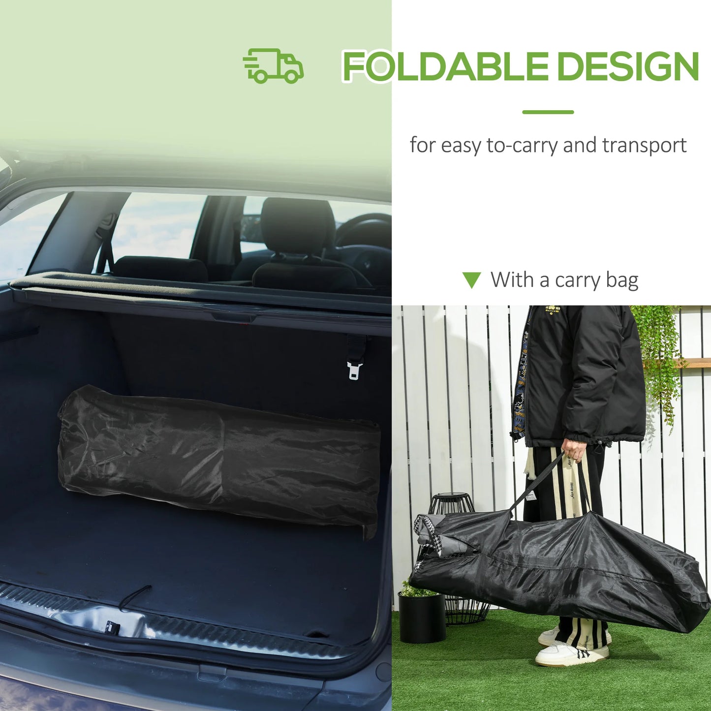 Outsunny Foldable Sun Lounger, Padded Patio Camping Bed with Carry Bag, Magazine Bag and Cup Holder