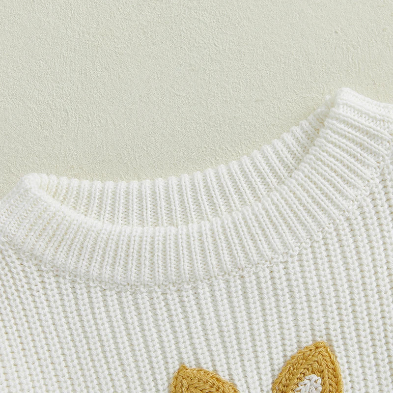Adorable Baby Boys Girls Hooded Sweater with Cute Bunny Embroidery Cozy Knitwear for Infants and Toddlers Perfect for Easter