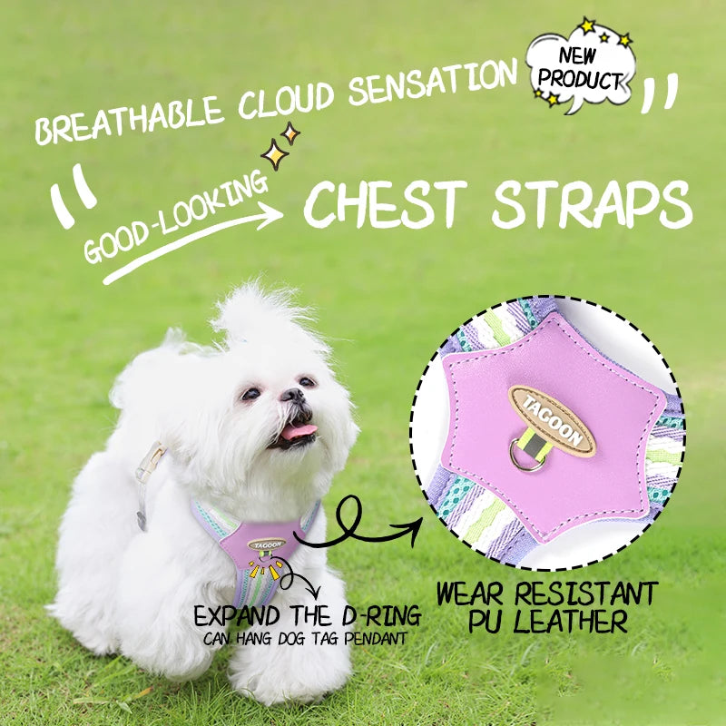 Small Dog Harness No-Pull Adjustable Vest Reflective & Breathable Lightweight Pet Chest Harness Comfort for PuppiesDaily Walks T